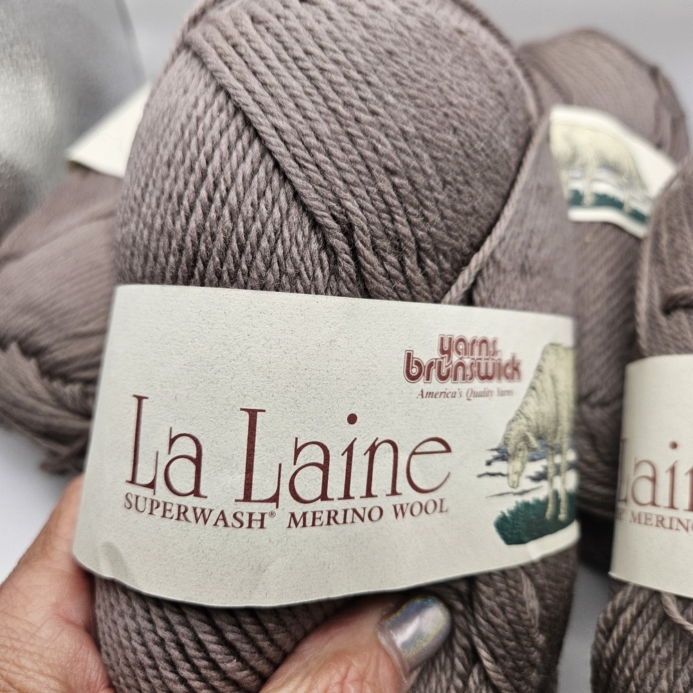 5- Rare Discontinued Brunswick Yarns La Laine Superwash Merino Wool Taupe